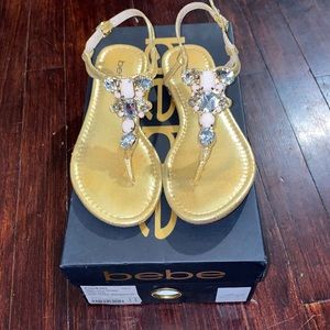 Bebe gold sandals with jewels size 5